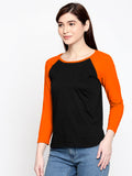 Blacksmith | Blacksmith Fashion | Blacksmith Orange And Black Raglan Sleeves top for women