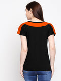 Blacksmith| Blacksmith Fashion | Blacksmith Orange And Black Boat Neck t-shirts for women