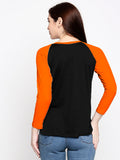 Blacksmith | Blacksmith Fashion | Blacksmith Orange And Black Raglan Sleeves top for women