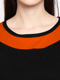 Blacksmith| Blacksmith Fashion | Blacksmith Orange And Black Boat Neck t-shirts for women