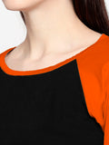 Blacksmith | Blacksmith Fashion | Blacksmith Orange And Black Raglan Sleeves top for women