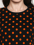 Blacksmith | Blacksmith Fashion | Black And Orange 100% cotton Polka t-shirts for women