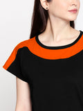 Blacksmith| Blacksmith Fashion | Blacksmith Orange And Black Boat Neck t-shirts for women