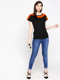 Blacksmith| Blacksmith Fashion | Blacksmith Orange And Black Boat Neck t-shirts for women