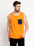 Blacksmith Royal Blue Cotton Contrast Pocket Sando For Men - Sando For Men.