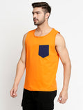 Blacksmith Royal Blue Cotton Contrast Pocket Sando For Men - Sando For Men.