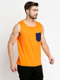 Blacksmith Royal Blue Cotton Contrast Pocket Sando For Men - Sando For Men.