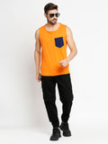 Blacksmith Royal Blue Cotton Contrast Pocket Sando For Men - Sando For Men.