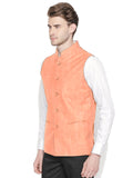 Blacksmith Orange Linen Modi Jacket for Men - Orange Linen Nehru Jacket for Men