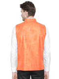 Blacksmith Orange Linen Modi Jacket for Men - Orange Linen Nehru Jacket for Men