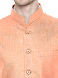 Blacksmith Orange Linen Modi Jacket for Men - Orange Linen Nehru Jacket for Men