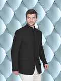 Blacksmith Black Polyester Jodhpuri Blazer Jacket for Men