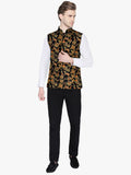 Blacksmith Black Floral Modi Jacket for Men - Black Floral Nehru Jacket for Men