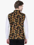 Blacksmith Black Floral Modi Jacket for Men - Black Floral Nehru Jacket for Men