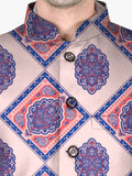 Blacksmith Pink and Blue Paisley Modi Jacket for Men - Pink and Blue Paisley Nehru Jacket for Men