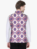 Blacksmith Pink and Blue Paisley Modi Jacket for Men - Pink and Blue Paisley Nehru Jacket for Men