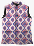 Blacksmith Pink and Blue Paisley Modi Jacket for Men - Pink and Blue Paisley Nehru Jacket for Men