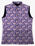 Blacksmith Lavender Floral and Paisley Modi Jacket for Men - Lavender Floral and Paisley Nehru Jacket for Men