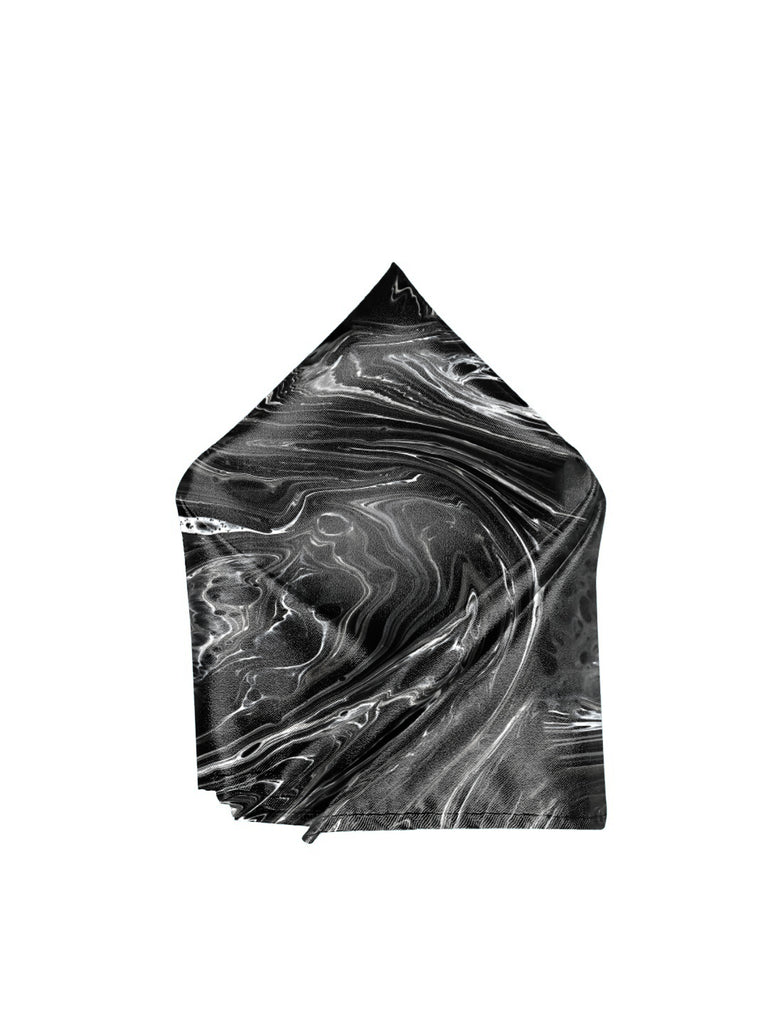 Blacksmith Marble Black Printed Pocket Square for Men