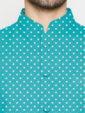 Blacksmith Turquoise And White Polka Dot Modi Jacket for Men - Polka Dot Nehru Jacket for Men .