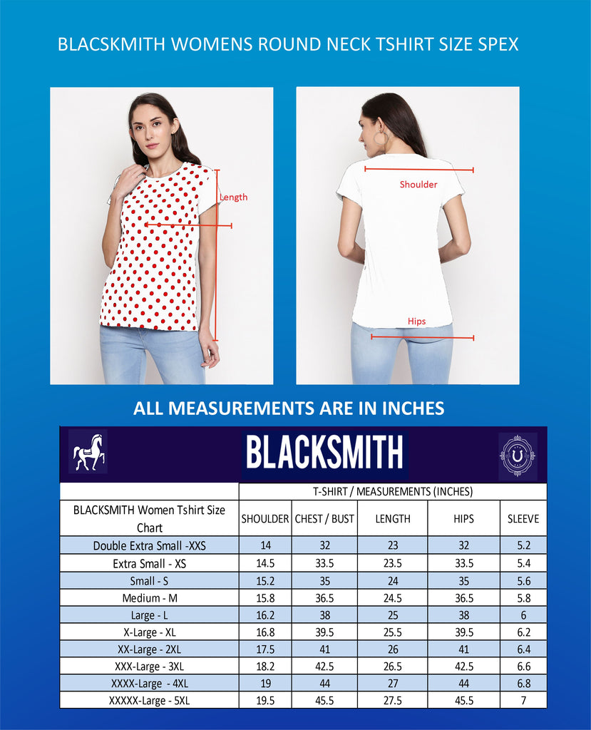 Blacksmith 100% Soft Cotton Bio Washed Polka Blue And Red Top For Women. - Blacksmith Fashion