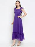 Blacksmith | Blacksmith Fashion | Blacksmith Purple Women Party Wear Maxi Dress.