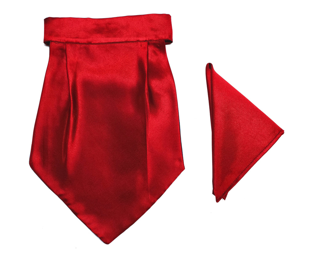 Blacksmith | Blacksmith Fashion | Blacksmith Red Satin Cravat Neck Scarf And Matching Pocket Square Set For Men
