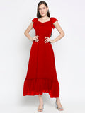 Blacksmith | Blacksmith Fashion | Blacksmith Red Women Party Wear Maxi Dress.