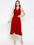 Blacksmith | Blacksmith Fashion | Blacksmith Red V-neckline Satin Party Wear