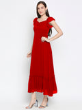 Blacksmith | Blacksmith Fashion | Blacksmith Red Women Party Wear Maxi Dress.