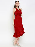 Blacksmith | Blacksmith Fashion | Blacksmith Red V-neckline Satin Party Wear