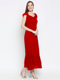 Blacksmith | Blacksmith Fashion | Blacksmith Red Women Party Wear Maxi Dress.