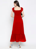 Blacksmith | Blacksmith Fashion | Blacksmith Red Women Party Wear Maxi Dress.