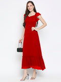 Blacksmith | Blacksmith Fashion | Blacksmith Red Women Party Wear Maxi Dress.