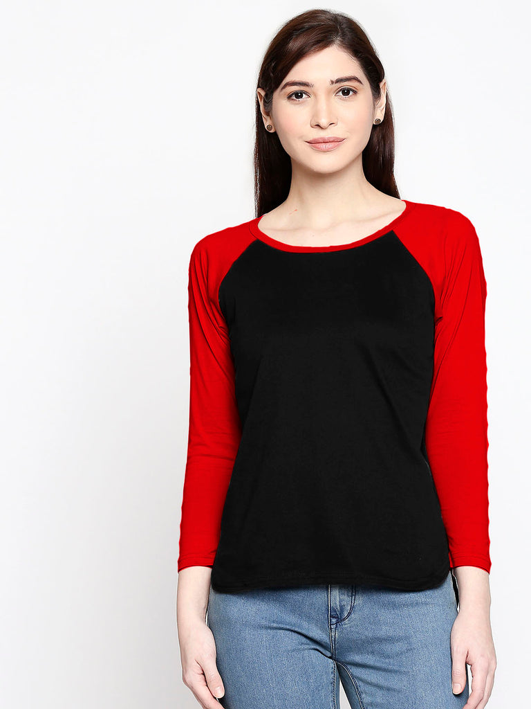 Blacksmith | Blacksmith Fashion | Blacksmith Red And Black Raglan Sleeves top for women
