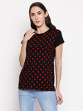 Blacksmith | Blacksmith Fashion | Black And Red 100% cotton Polka t-shirts for women