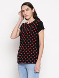 Blacksmith | Blacksmith Fashion | Black And Red 100% cotton Polka t-shirts for women