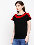 Blacksmith| Blacksmith Fashion | Blacksmith Black And Red Boat Neck t-shirts for women