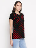 Blacksmith | Blacksmith Fashion | Black And Red 100% cotton Polka t-shirts for women