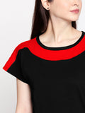 Blacksmith| Blacksmith Fashion | Blacksmith Black And Red Boat Neck t-shirts for women