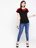 Blacksmith| Blacksmith Fashion | Blacksmith Black And Red Boat Neck t-shirts for women