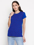 Blacksmith | Blacksmith Fashion | Navy Blue And Red 100% cotton Polka t-shirts for women