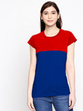 Blacksmith 100% Soft Cotton Bio Washed Red And Blue Half And Half Top For Women. - Blacksmith Fashion