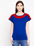 Blacksmith| Blacksmith Fashion | Blacksmith Red And Royal Blue Boat Neck t-shirts for women