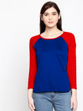 Blacksmith | Blacksmith Fashion | Blacksmith Red And Royal Blue Raglan Sleeves top for women