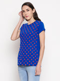 Blacksmith | Blacksmith Fashion | Navy Blue And Red 100% cotton Polka t-shirts for women