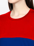 Blacksmith 100% Soft Cotton Bio Washed Red And Blue Half And Half Top For Women. - Blacksmith Fashion