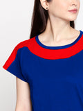 Blacksmith| Blacksmith Fashion | Blacksmith Red And Royal Blue Boat Neck t-shirts for women