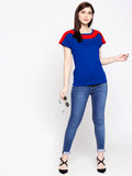 Blacksmith| Blacksmith Fashion | Blacksmith Red And Royal Blue Boat Neck t-shirts for women