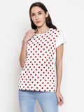 Blacksmith | Blacksmith Fashion | White And Red 100% cotton Polka t-shirts for women